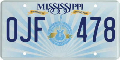 MS license plate OJF478