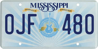 MS license plate OJF480
