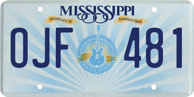 MS license plate OJF481
