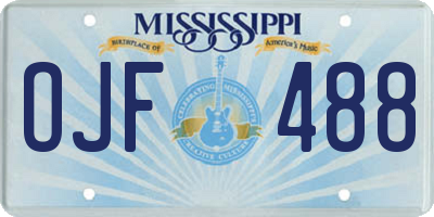 MS license plate OJF488