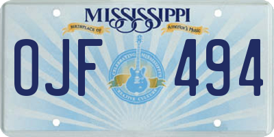MS license plate OJF494