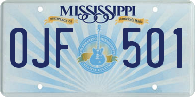 MS license plate OJF501