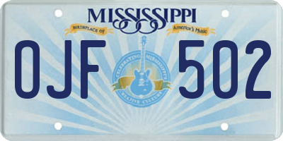 MS license plate OJF502