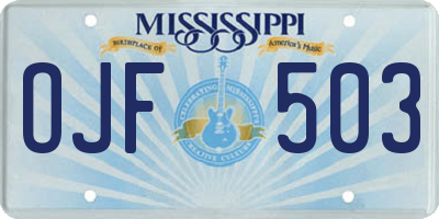 MS license plate OJF503