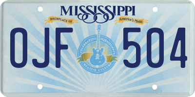 MS license plate OJF504