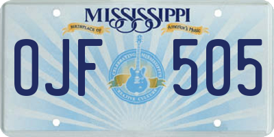 MS license plate OJF505