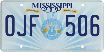 MS license plate OJF506