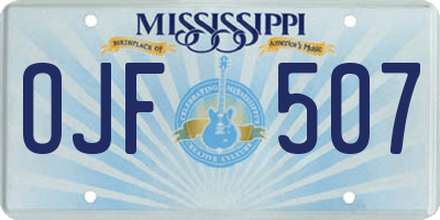 MS license plate OJF507