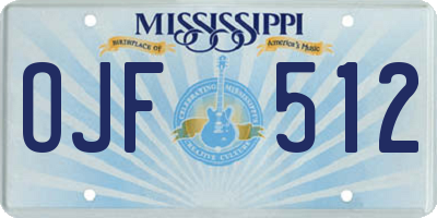 MS license plate OJF512