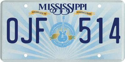 MS license plate OJF514