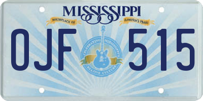 MS license plate OJF515