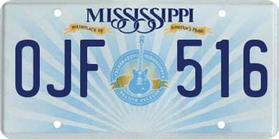 MS license plate OJF516