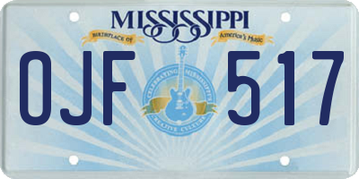 MS license plate OJF517