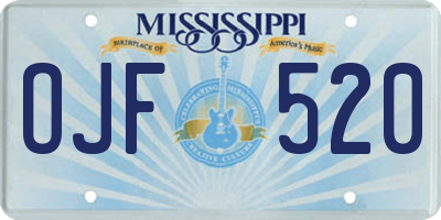 MS license plate OJF520