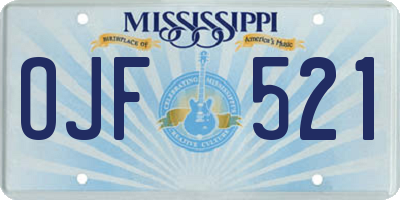 MS license plate OJF521