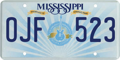 MS license plate OJF523