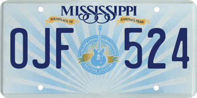 MS license plate OJF524