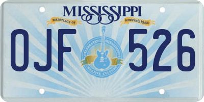 MS license plate OJF526