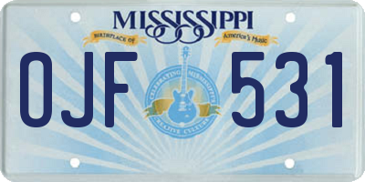 MS license plate OJF531