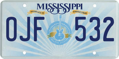 MS license plate OJF532