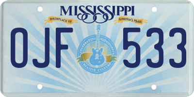 MS license plate OJF533