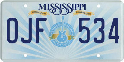MS license plate OJF534
