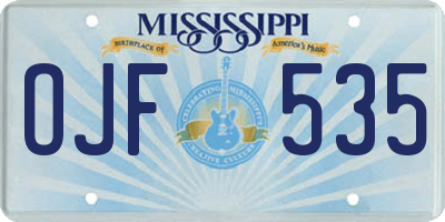 MS license plate OJF535