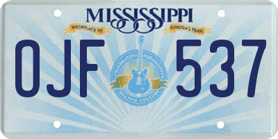 MS license plate OJF537