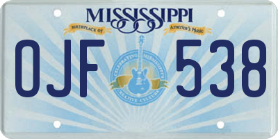 MS license plate OJF538