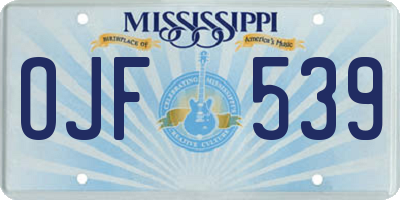 MS license plate OJF539