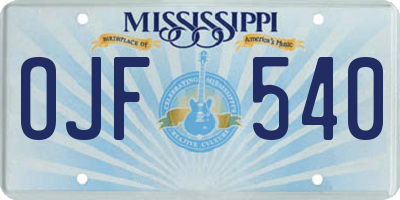 MS license plate OJF540