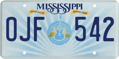 MS license plate OJF542