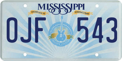 MS license plate OJF543