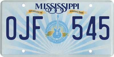 MS license plate OJF545