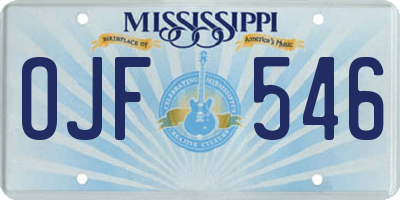 MS license plate OJF546