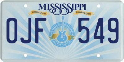 MS license plate OJF549