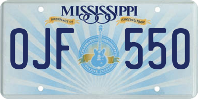MS license plate OJF550