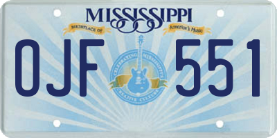 MS license plate OJF551