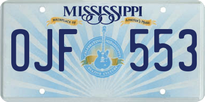 MS license plate OJF553