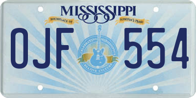 MS license plate OJF554