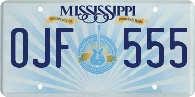 MS license plate OJF555