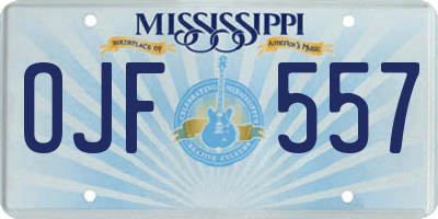 MS license plate OJF557