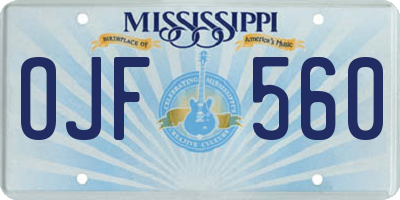 MS license plate OJF560