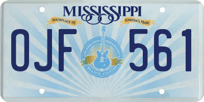 MS license plate OJF561