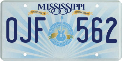 MS license plate OJF562