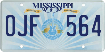 MS license plate OJF564