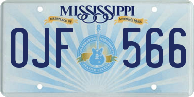MS license plate OJF566