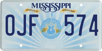 MS license plate OJF574