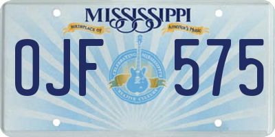 MS license plate OJF575