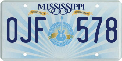 MS license plate OJF578